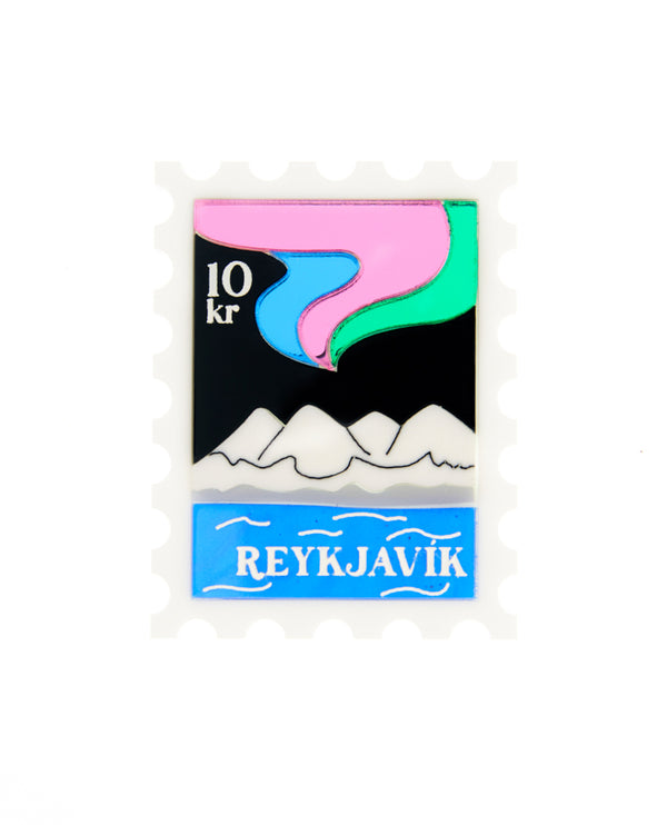 Reykjavík Northern Lights Stamp Brooch