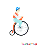 Riding The Little Penny-Farthing Brooch -interactive-