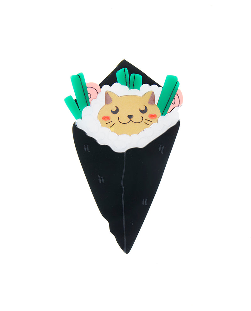 Roll Up Temaki Cat Brooch