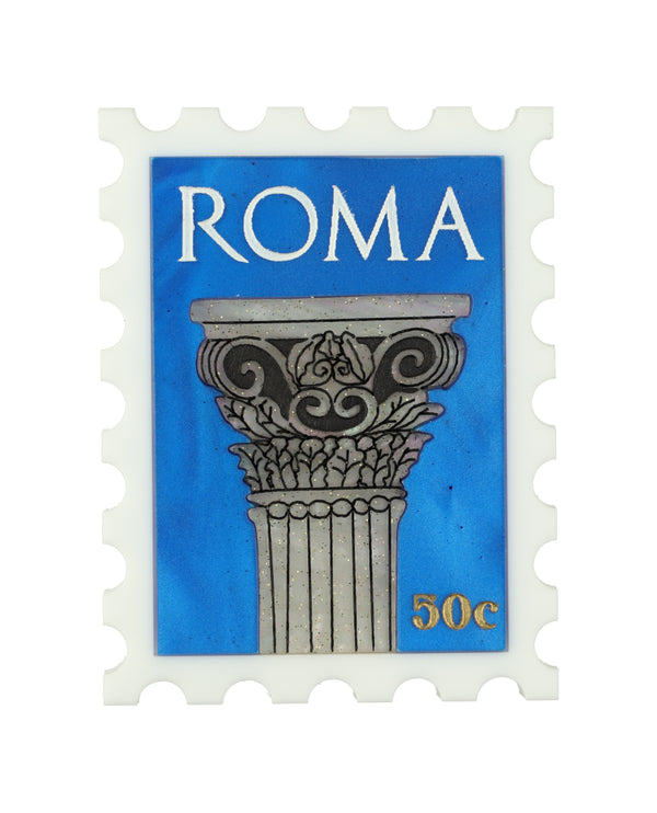 Saluti di Roma Stamp Brooch