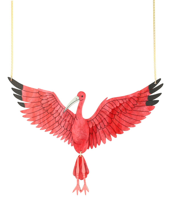 Scarlet Ibis Takes Flight Necklace