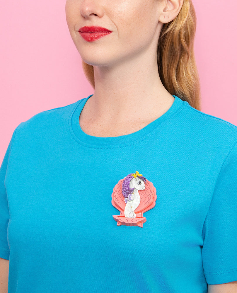 Sea Pony Curved Shell Brooch