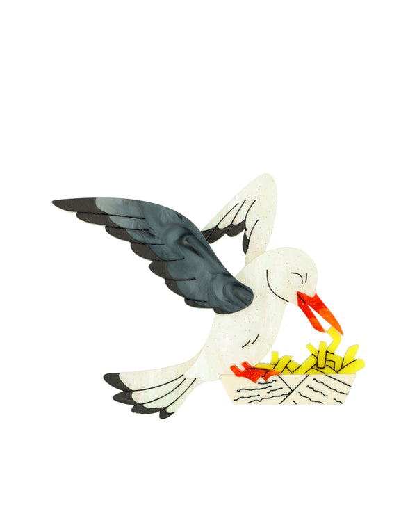 Seagull at the Chippy Brooch