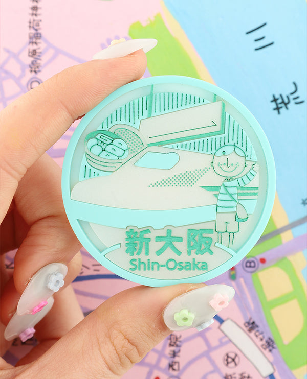 Shin-Osaka Eki Stamp Brooch