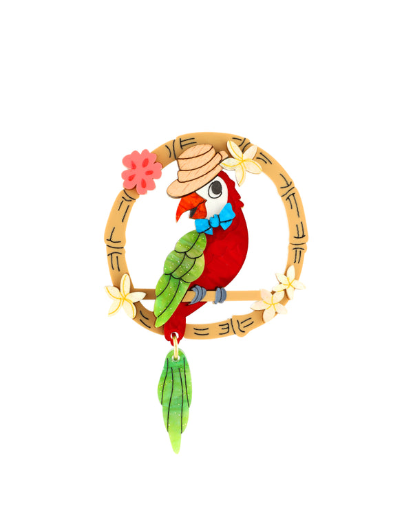 Sir Fethers the Pretty Parrot Brooch