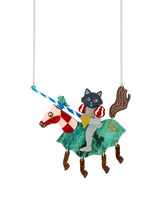 Sir Purr the Jousting Cat Necklace