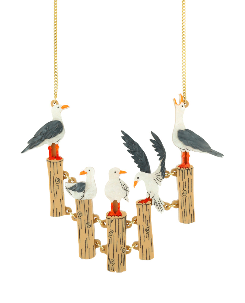 Sitting Seagulls Necklace