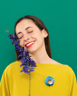Sleepy Bumblebee in the Flower Brooch