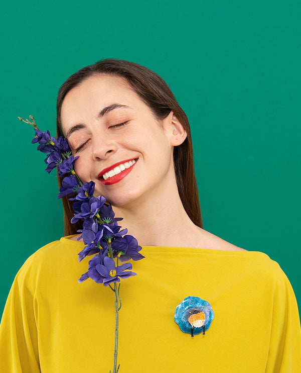 Sleepy Bumblebee in the Flower Brooch