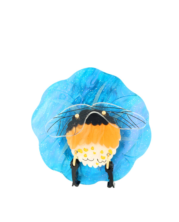 Sleepy Bumblebee in the Flower Brooch