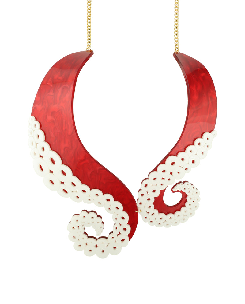 Slippery tentacle hug statement necklace