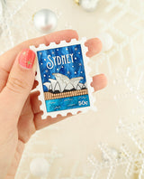 Snowy Sydney Stamp Brooch