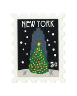 Snowy New York City Stamp Brooch