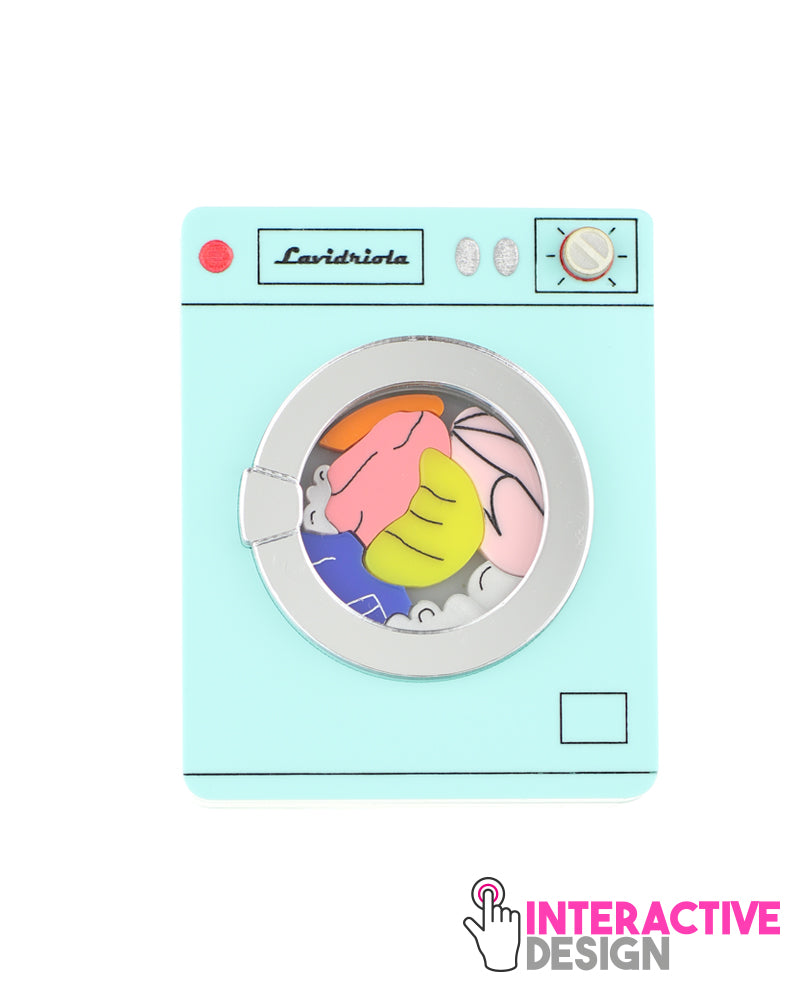 Spining washing machine brooch - interactive- 1º edition