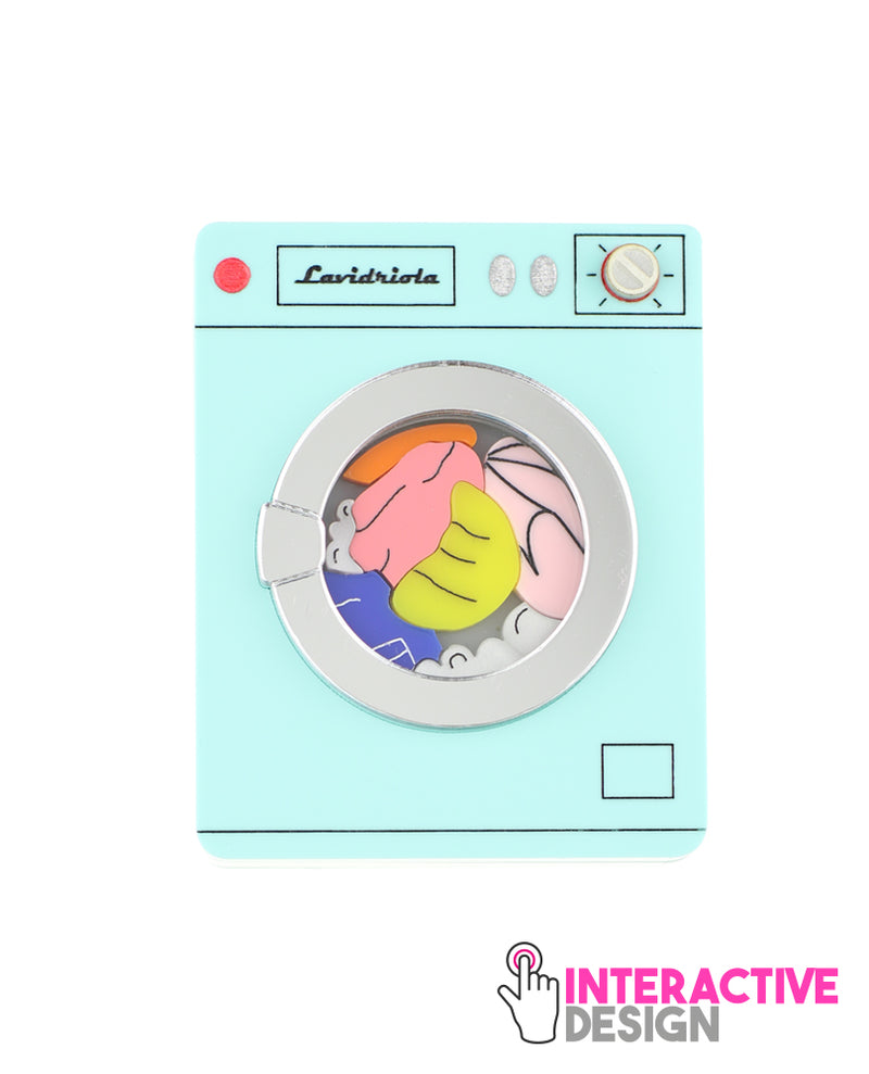 Spining washing machine brooch - interactive- 1º edition