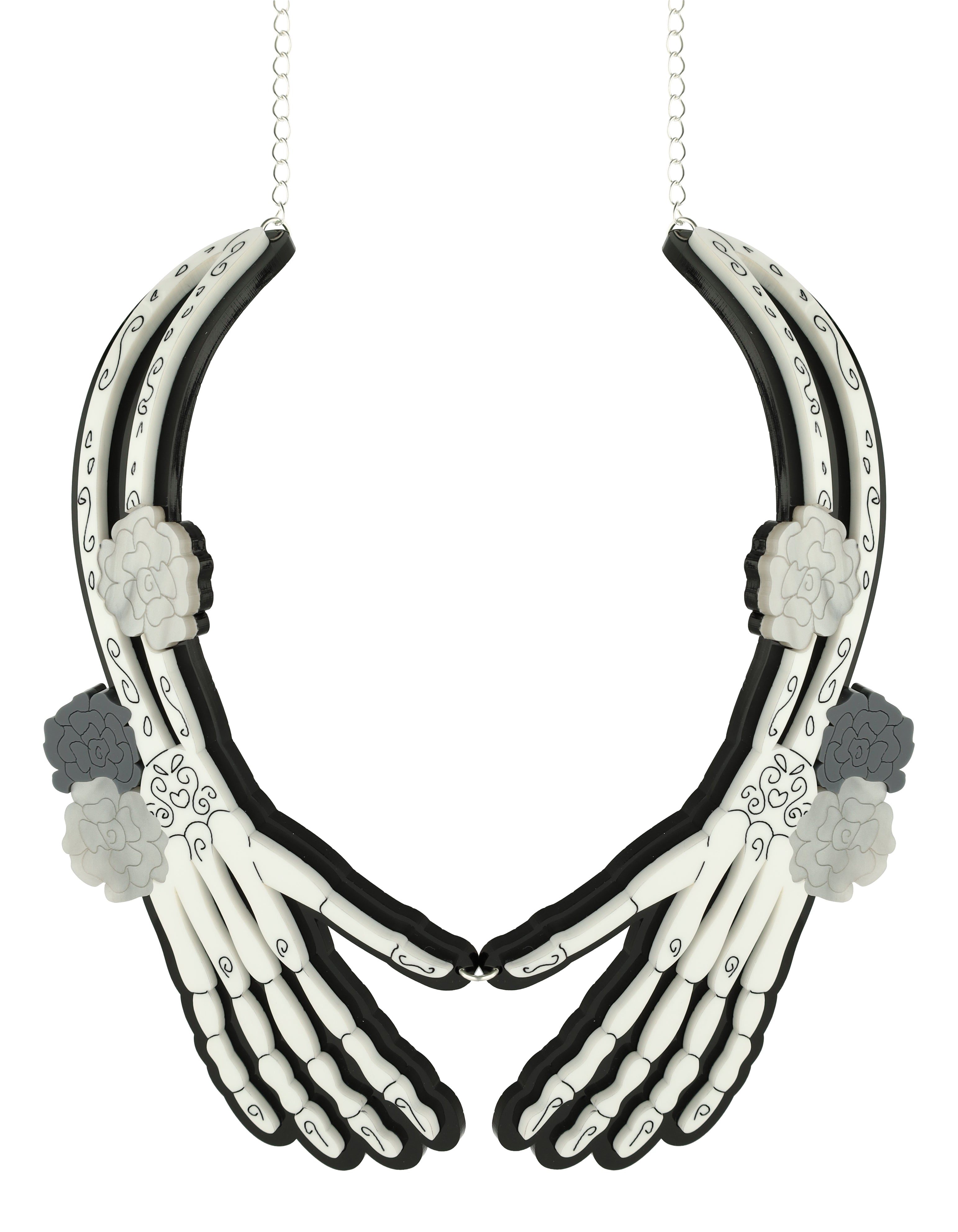 Spooky Skeleton Hands Necklace
