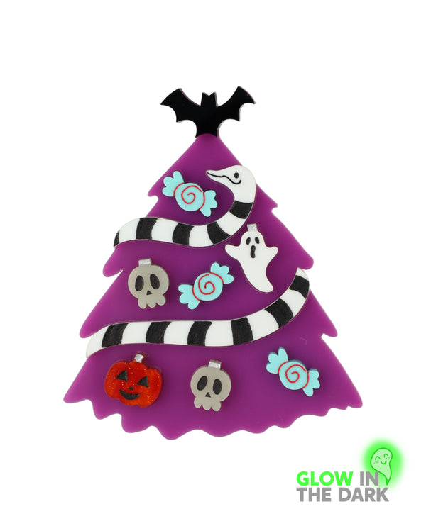 Spooky Christmas Tree Brooch -Glow In The Dark-