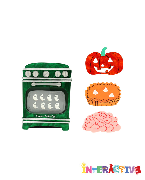 Spooky Halloween Oven Brooch -Interactive-