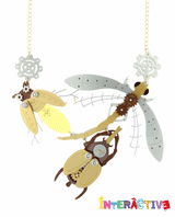 Steampunk Robot Insects Necklace -Interactive-