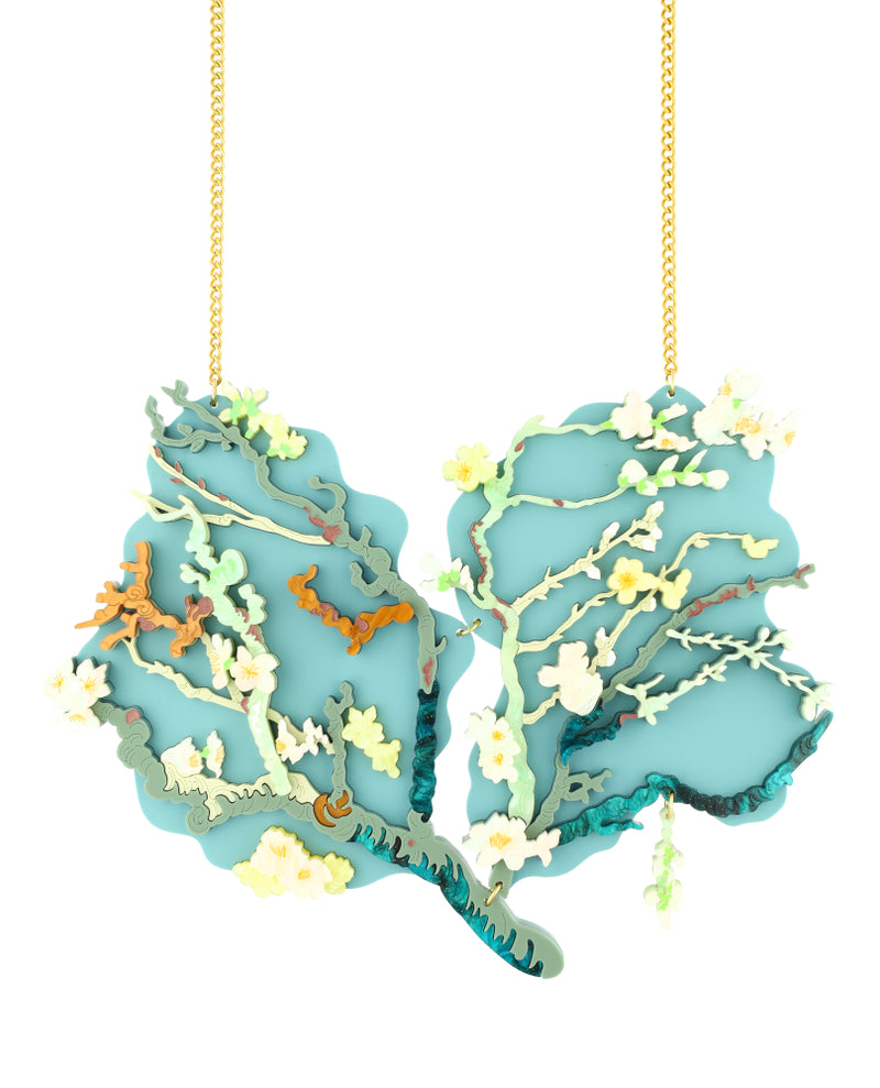 Strokes of Almond Blossoms Statement Necklace