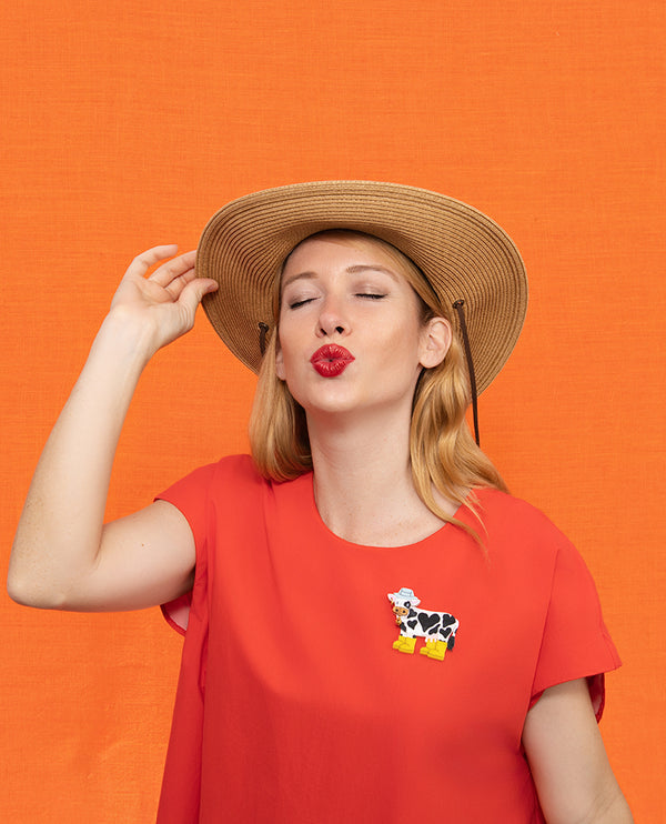 Sweet Pea the Cow Brooch