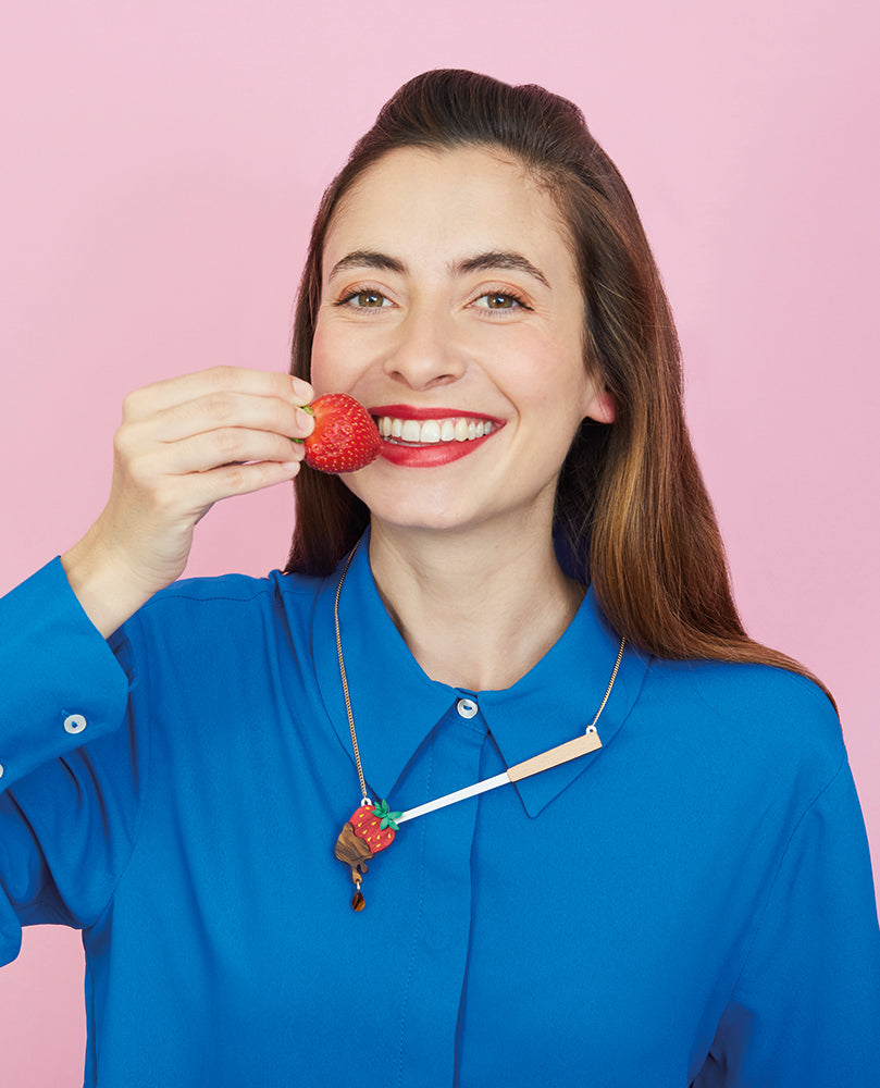 Sweet Strawberry Chocolate Fondue Necklace