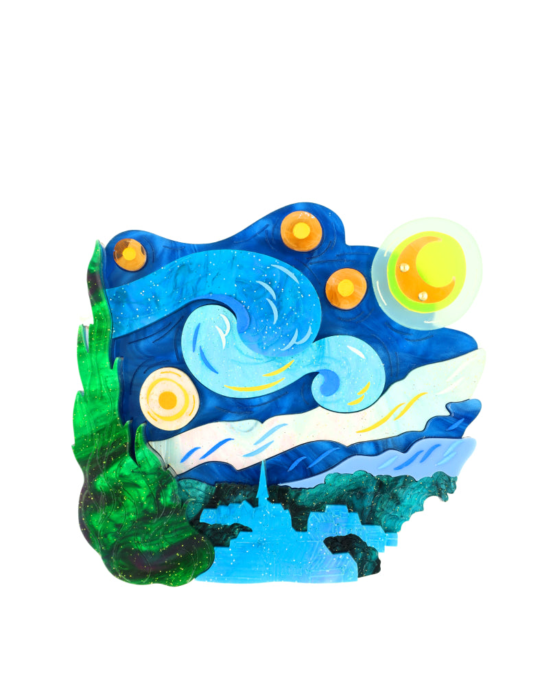 Swirly Starry Night Brooch