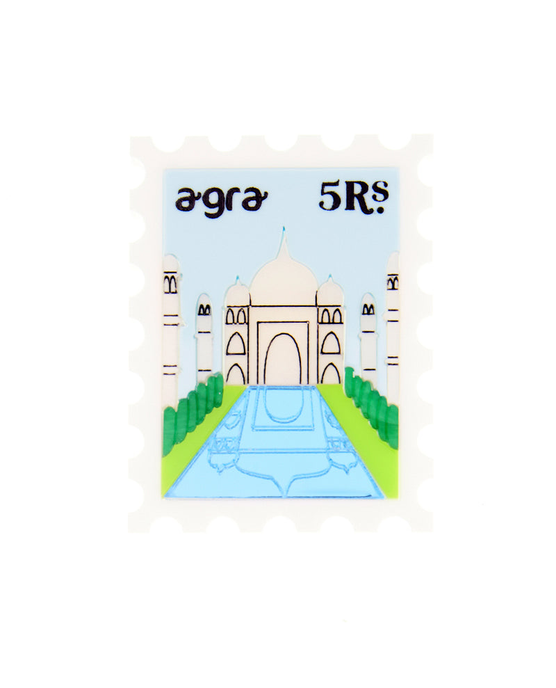 Taj Mahal in Agra Stamp Brooch