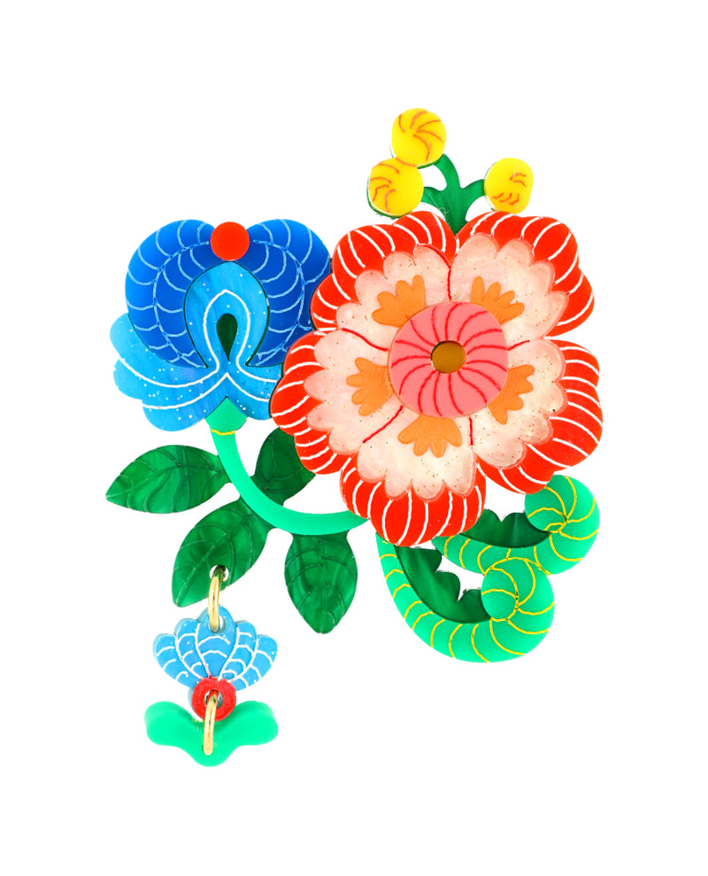 Tehuana Floral Embroidery Brooch