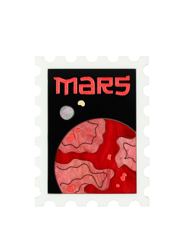 The Red Planet Mars Stamp Brooch