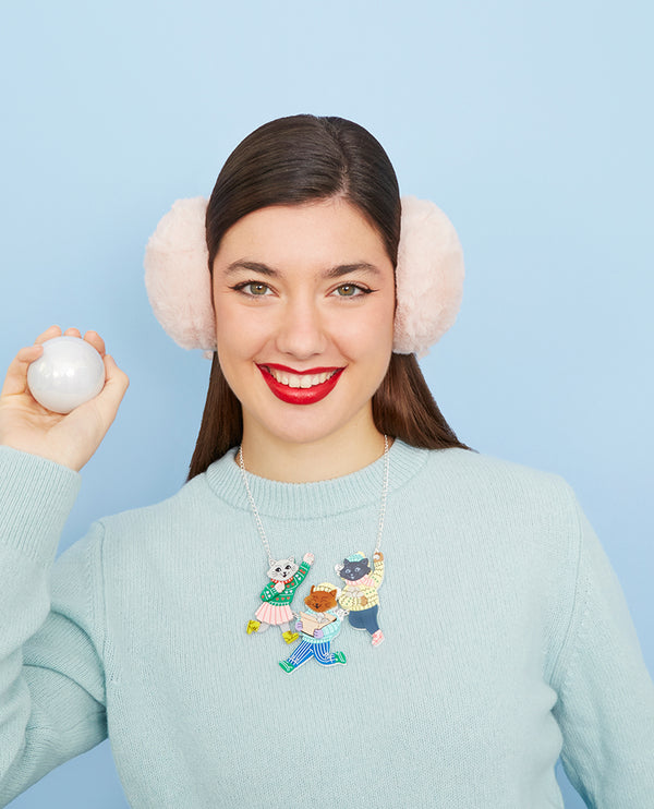 Time For a Kitty Snowball Fight! Necklace