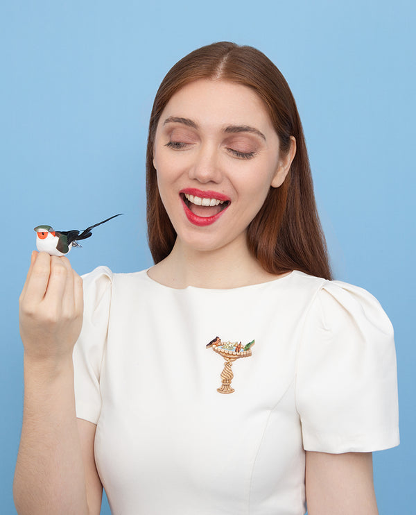 Time for a Birdbath Brooch