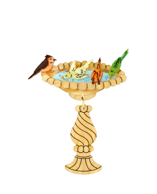 Time for a Birdbath Brooch