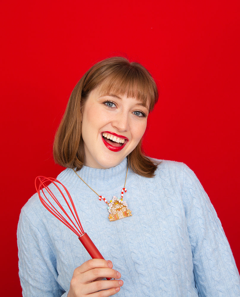 Tiny gingerbread house necklace