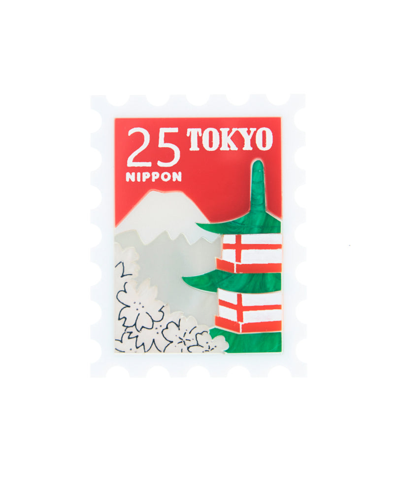 Tokyo Mount Fuji Stamp Brooch