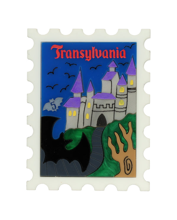Travels In Transylvania Stamp Brooch