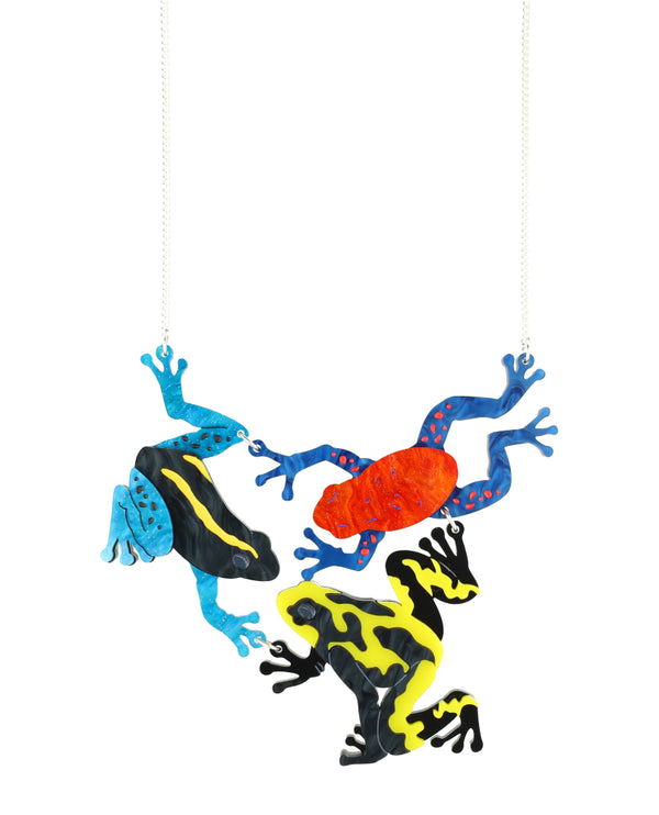 Tropical Frogs Jumping Necklace