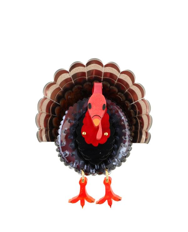Turkey Squabble Brooch