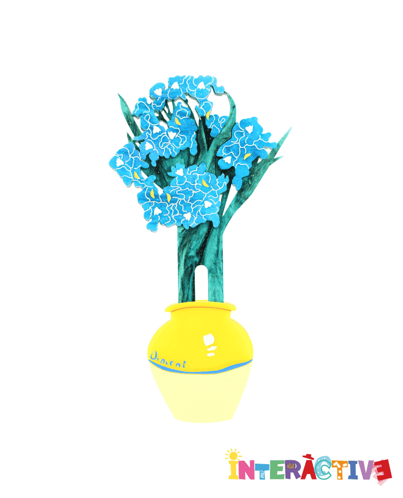 Van Gogh’s Sunflowers and Irises Vase Brooch -Interactive-