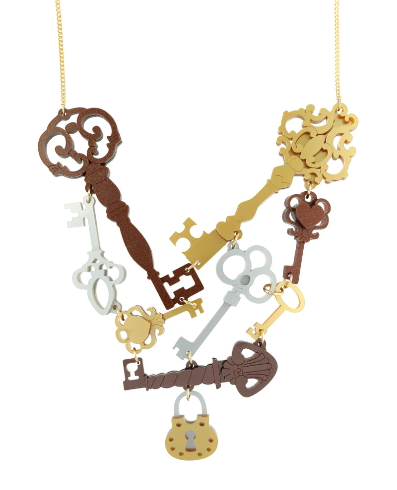 Victorian Keys And Lock Necklace