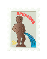 Visiting The Manneken Pis In Brussels Stamp Brooch