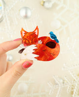 Warming Fox Nap Brooch