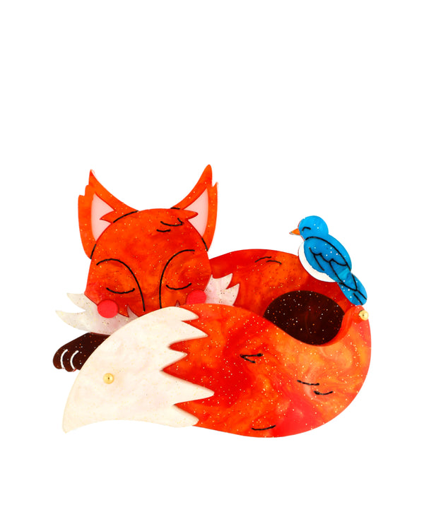 Warming Fox Nap Brooch