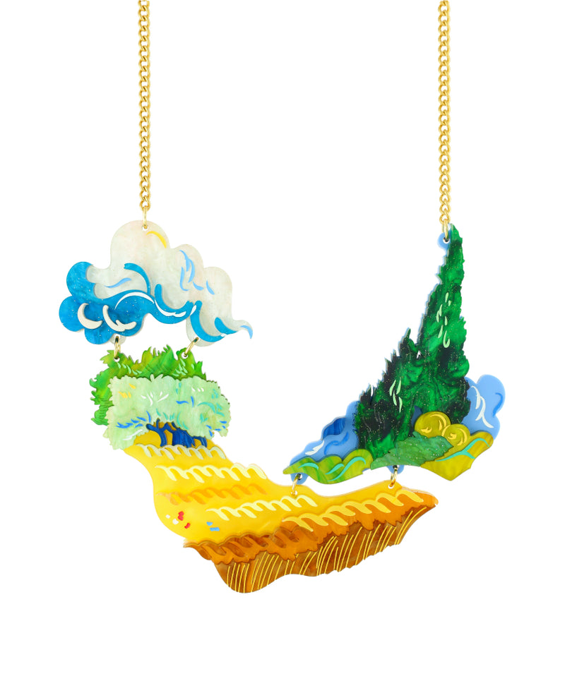 Wheat Field with Cypresses Necklace