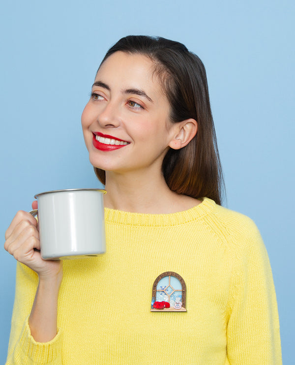 Window Sill, Cocoa Chill Brooch