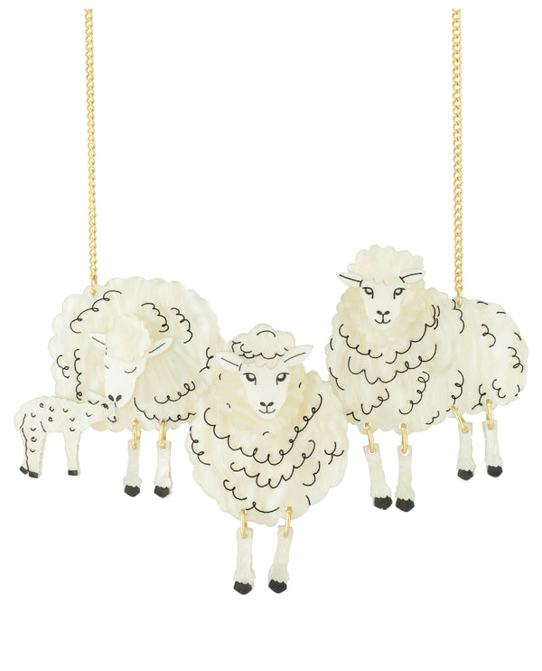 Wooly Sheep Family Necklace