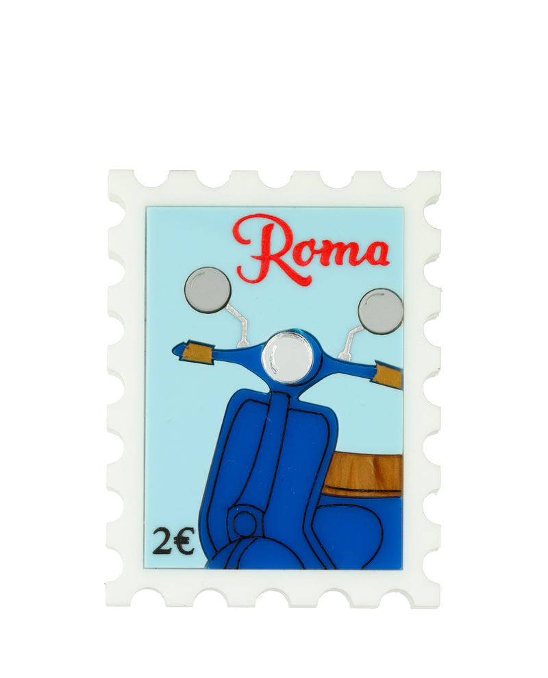 Zipping Trough Rome on the Motorino Stamp Brooch