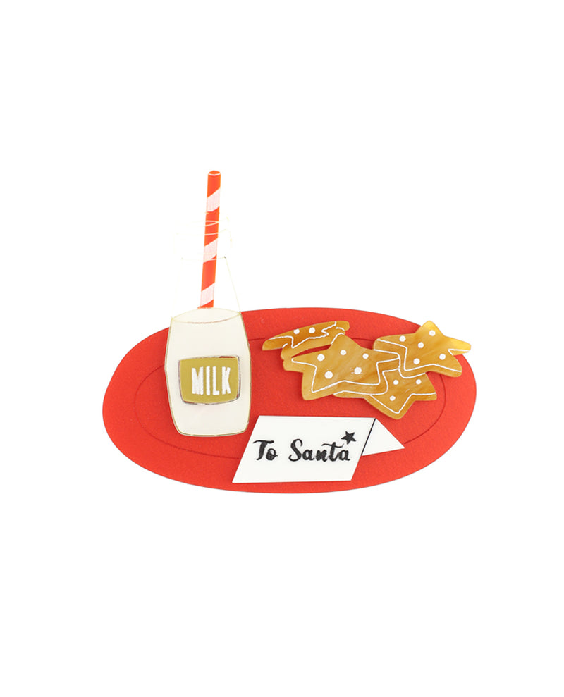 Cookies and milk for Santa brooch