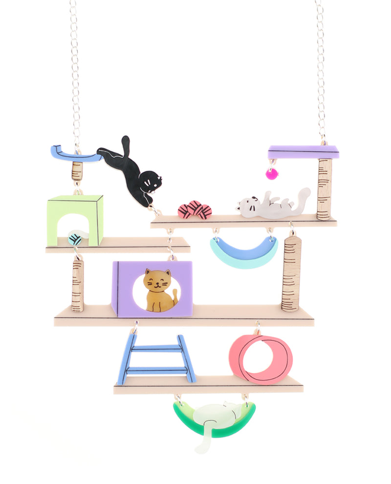 Pastel Cat tree statement necklace