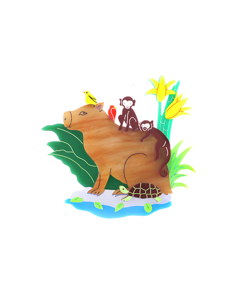 All Aboard Capybara! Brooch